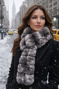 Natural Chinchilla Sculptured Sections Pull-Through Scarf