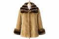 Pre-Owned 30.5" Dyed Light Camel Sheared Beaver with Dyed Rust Chinchilla Wing Collar and Cuffs