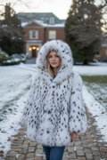 31" Hooded Spotted White Fox 3/4 Jacket