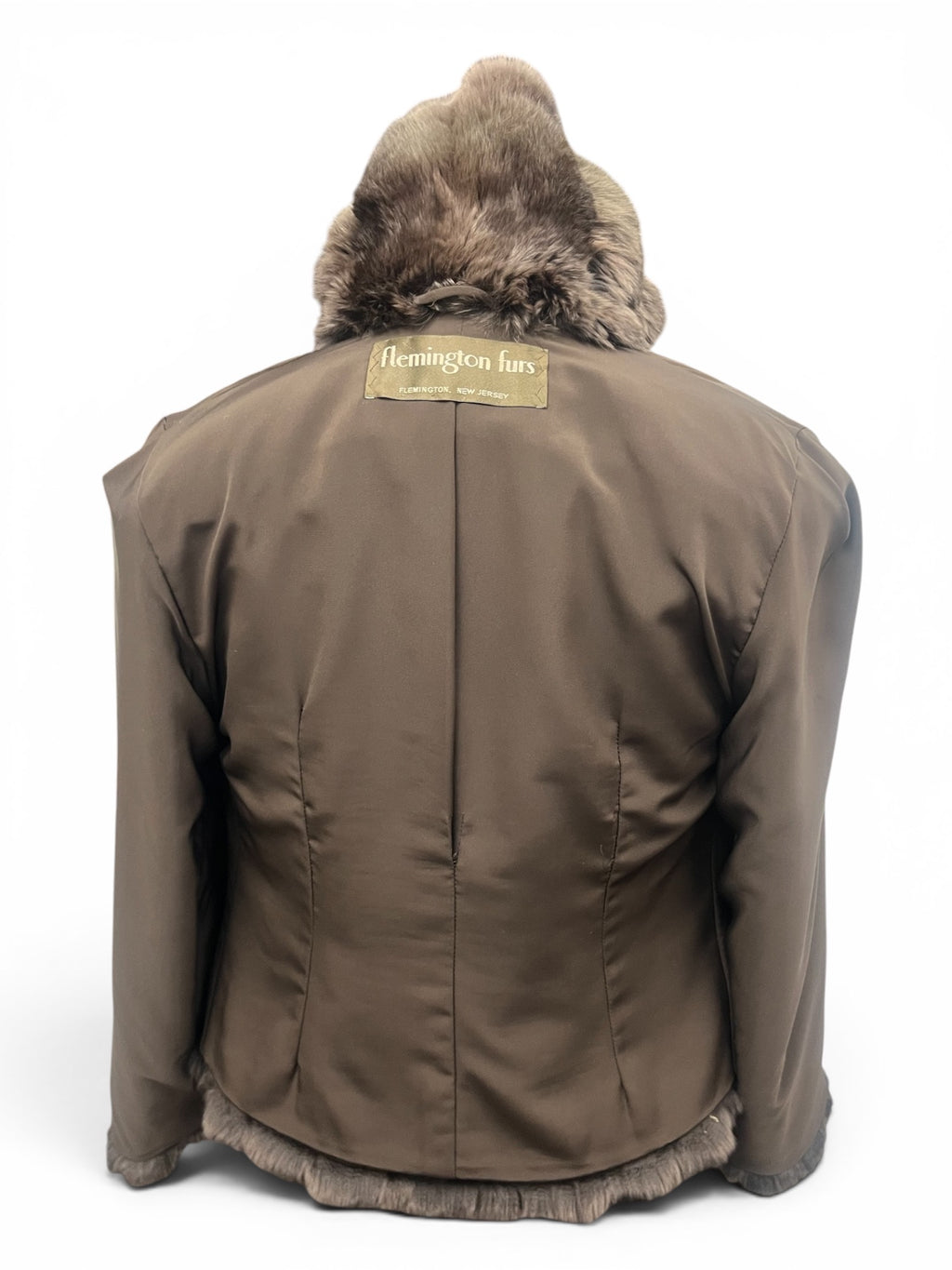 Pre-Owned 22" Dyed Brown Degrade Sheared Mink Jacket, Dyed Brown Natural Chinchilla Collar, Fronts, Bottom and Cuffs